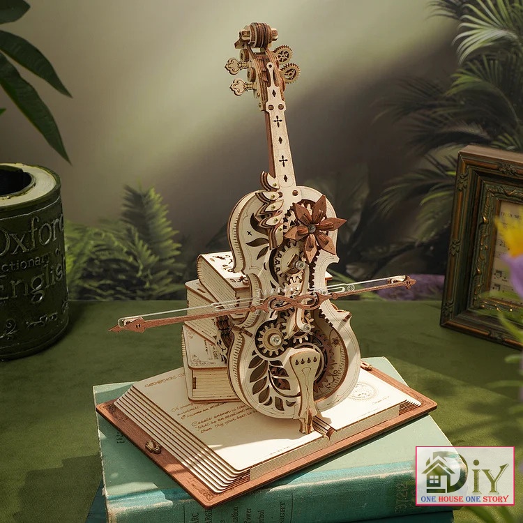 Hộp âm nhạc Music Box DIY - Đàn cơ động học RORK Magic Cello DIY 3D Wooden Puzzle AMK63 tự lắp ráp bằng gỗ