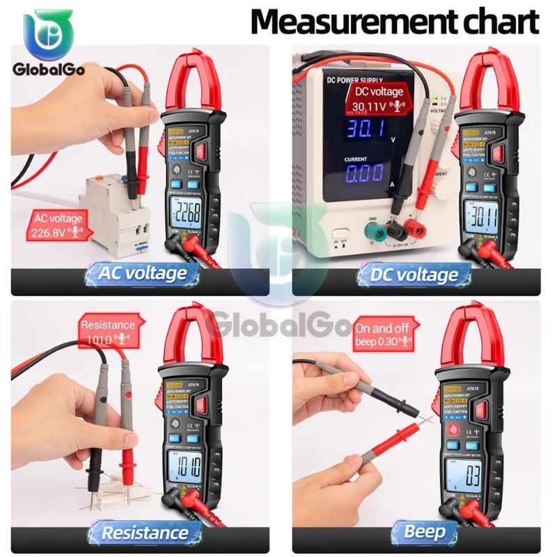Đồng hồ vạn năng ampe kìm kỹ thuật số ANENG AT619 đo tần số 20Mhz