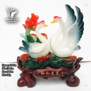 Tượng Cặp Đôi Thiên Nga Trắng Hạnh Phúc May Mắn, Quà Tặng Tân Gia Khai Trương, Tượng Trang Trí Nhà Cửa