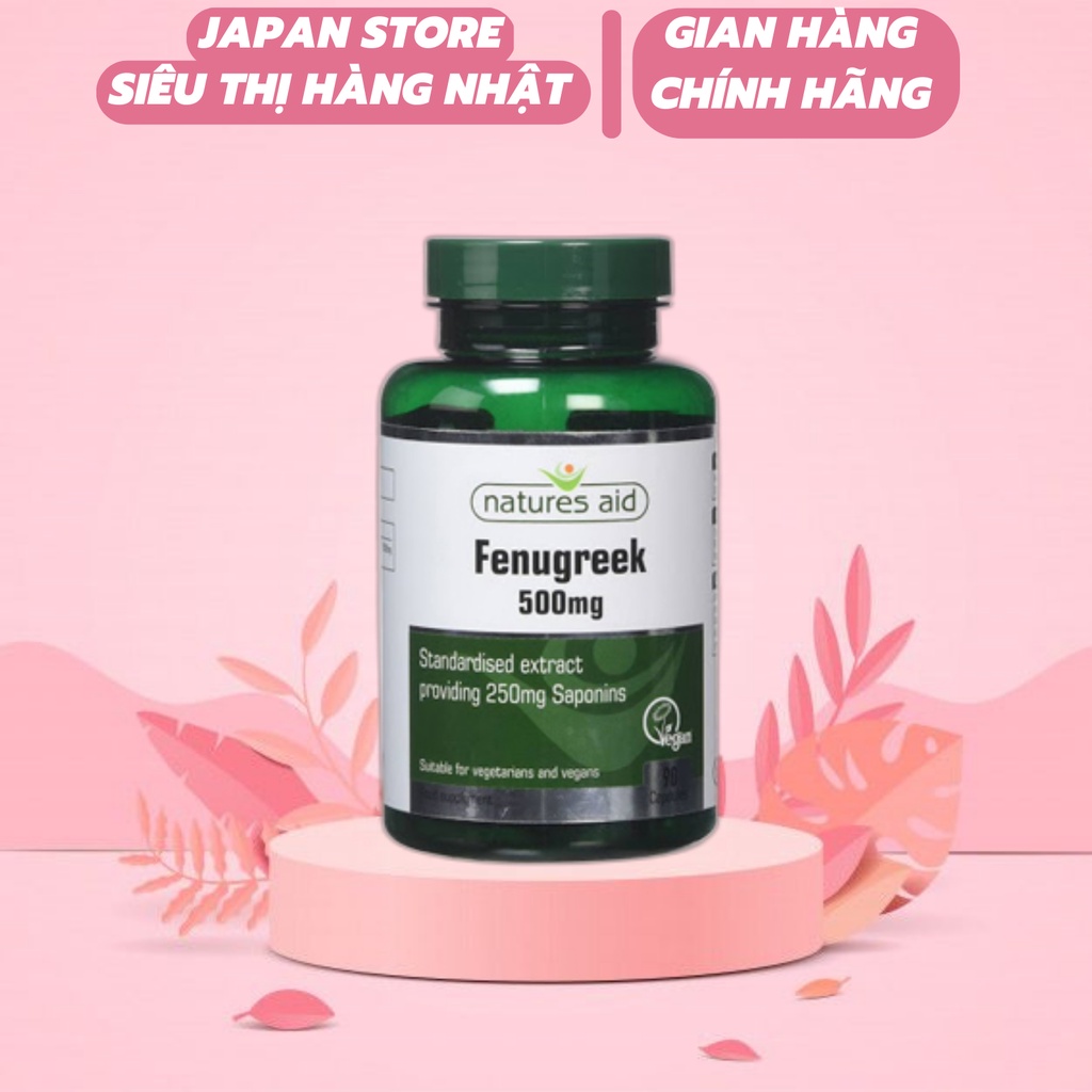 Viên uống lợi sữa thảo dược Fenugreek natures Aid 500mg lọ 90 viên anh giúp cải thiện chất lượng sữa