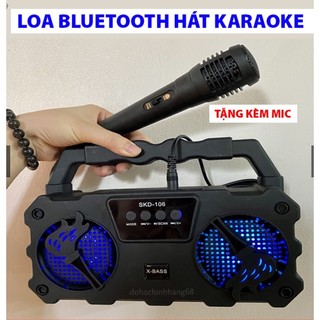Loa bluetooth hát karaoke skd -106 tặng kèm mic nghe nhạc cực đã âm bass cực mạnh loa bluetooth mini
