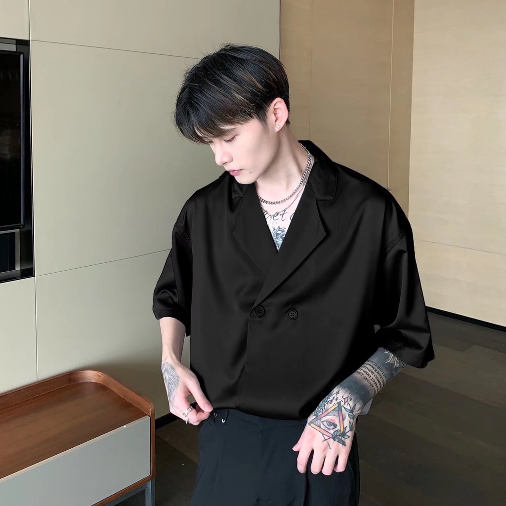 Áo Sơ Mi Tay Ngắn Màu Sắc Đơn Giản Thời Trang Cho Nam