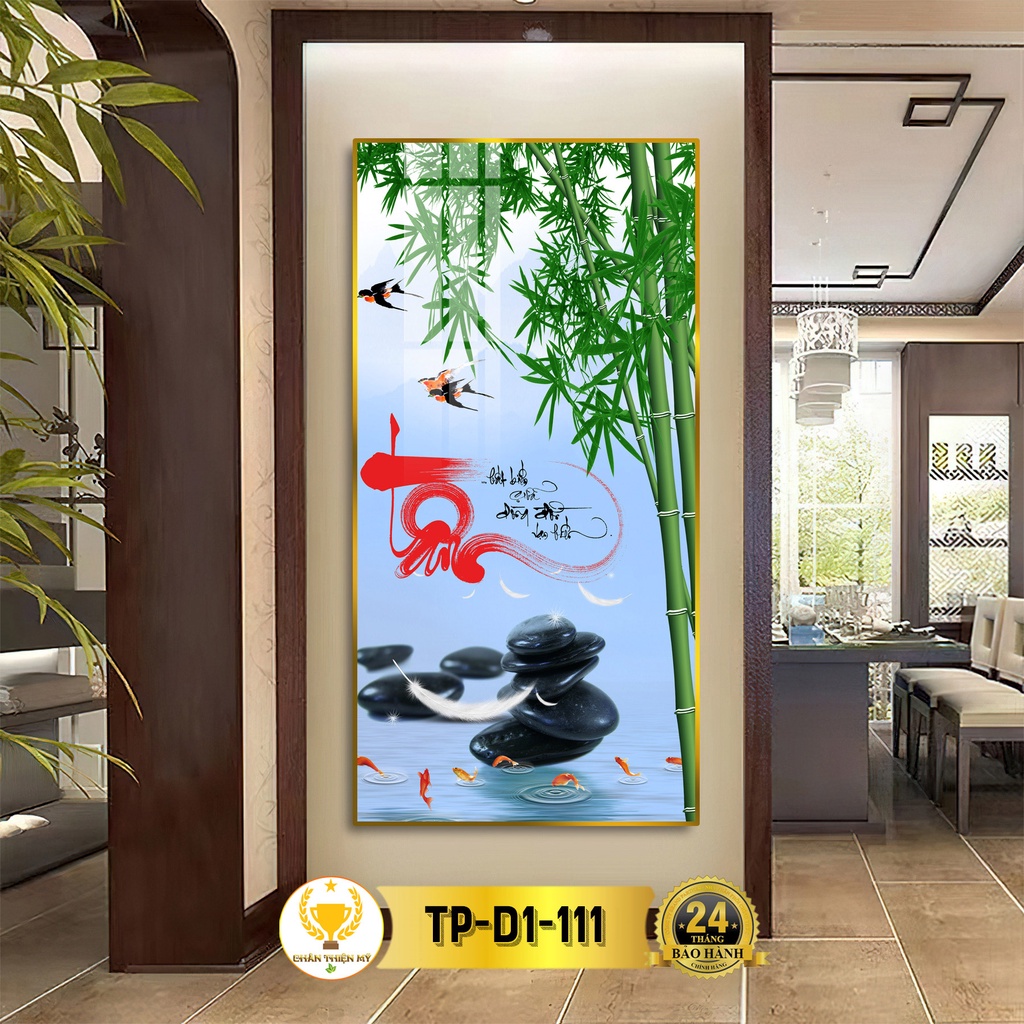 Tranh Treo Tường Decor Chữ Tâm Thư Pháp Tráng Gương CHÂN THIỆN MỸ, Quà Tặng, Trang Trí Phòng, Treo Cầu Thang TP-D1-111
