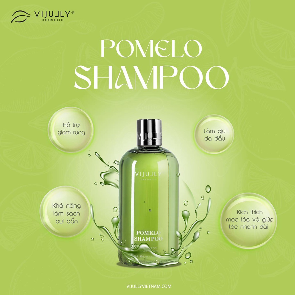 Dầu Gội Bưởi Vijully Cosmetic Giảm Rụng Tóc 350ml,  Dầu Gội Pomelo Dưỡng Mượt Tóc Mọc Tóc Nhanh