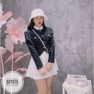 Bigsize nhung le set áo chân váy set575