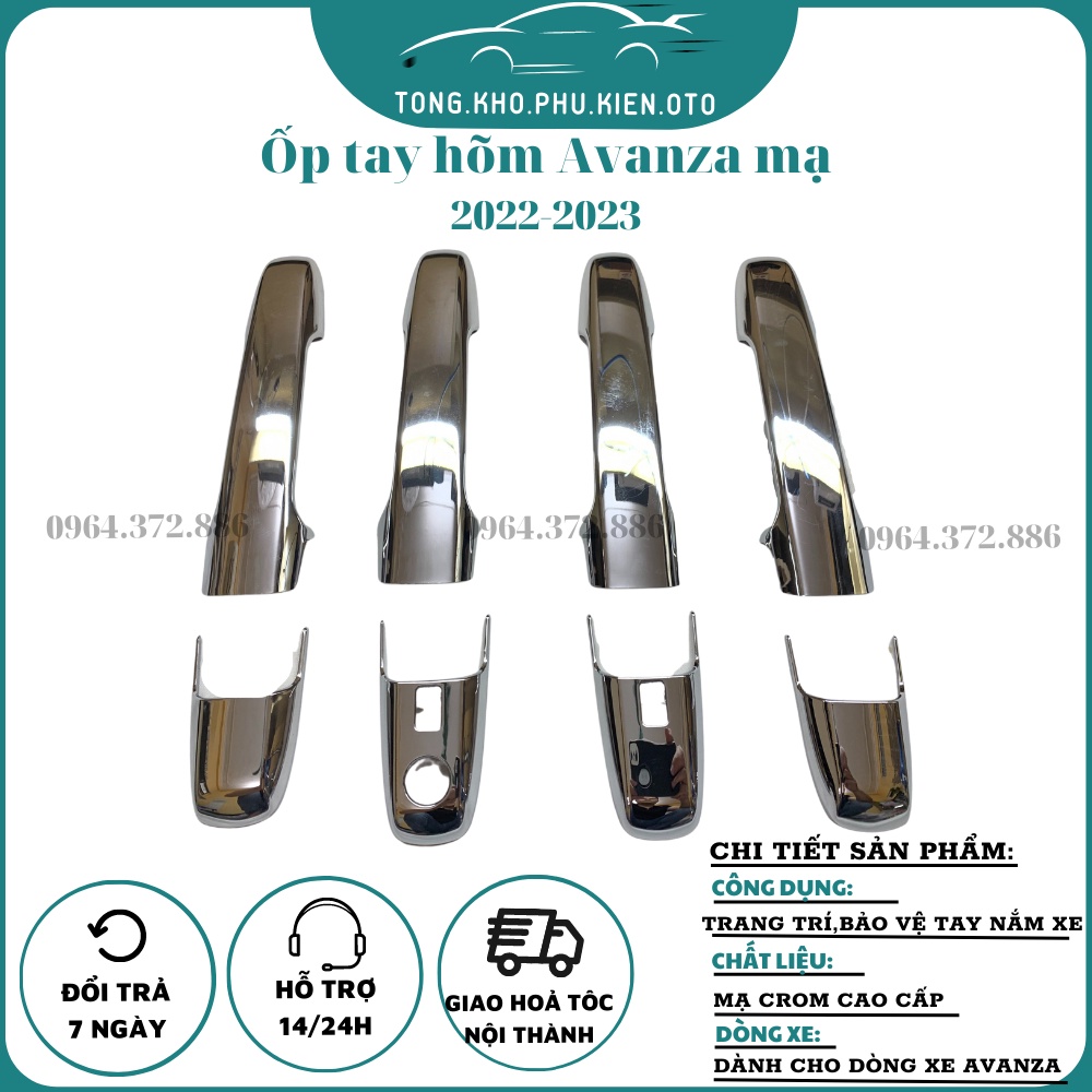 Ốp tay nắm, hõm cửa Xe Toyota Avanza 2022 2023 Mạ Crom cao cấp