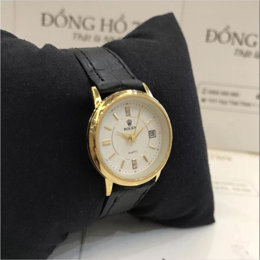 Đồng Hồ Nam , nữ dây da Rolex 075A DÂY DA Mặt TRẮNG Chống Xước, Chống Nước-Giá 1 chiếc