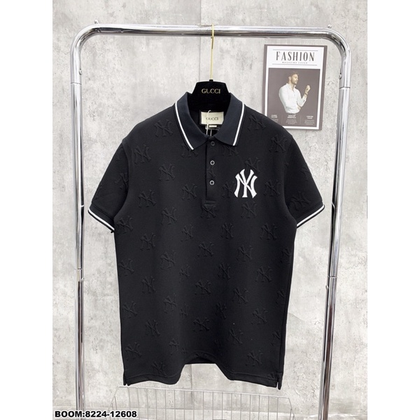 Áo phông polo nam nữ vân nổi, chữ thêu, ảnh thật, full size S M L XL, 2 màu đen trắng