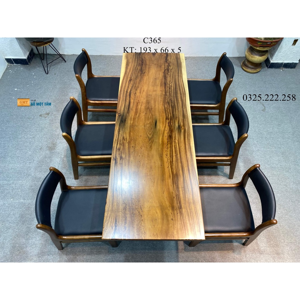 Bàn Ăn Gỗ Me Tây, Bàn Sân Vườn Gỗ Me Tây Dài 1,93m Rộng 66cm Dày 5cm