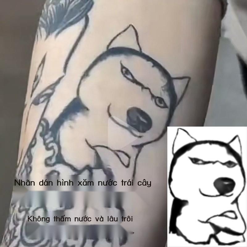 Husky biểu tượng cảm xúc gói dán hình xăm thảo dược nước lưới đỏ cánh tay hình xăm mô phỏng ngộ nghĩnh giả mạo chố