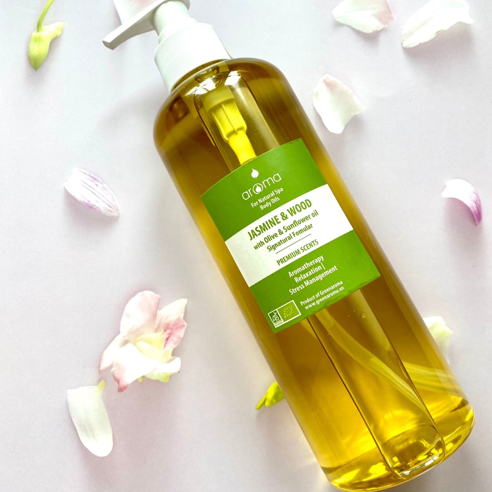 Dầu Massage Body Aroma Thiên Nhiên 500mL Hoa Lài Body Oil spa