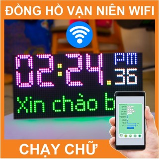 Đồng hồ lịch vạn niên wifi chạy chữ - kèm nguồn 5v/2a