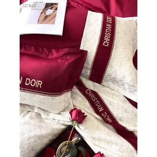 Chăn ga gối lụa cưới Weeding Dior cao cấp
