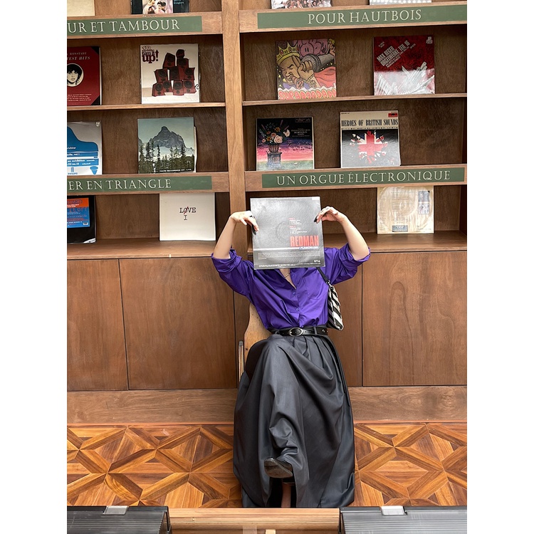 Chân Váy Xếp Ly Dài Tới Mắt Cá Chân Eo Cao Màu Xám Phong Cách Mới Dành Cho Bạn Nữ Studio