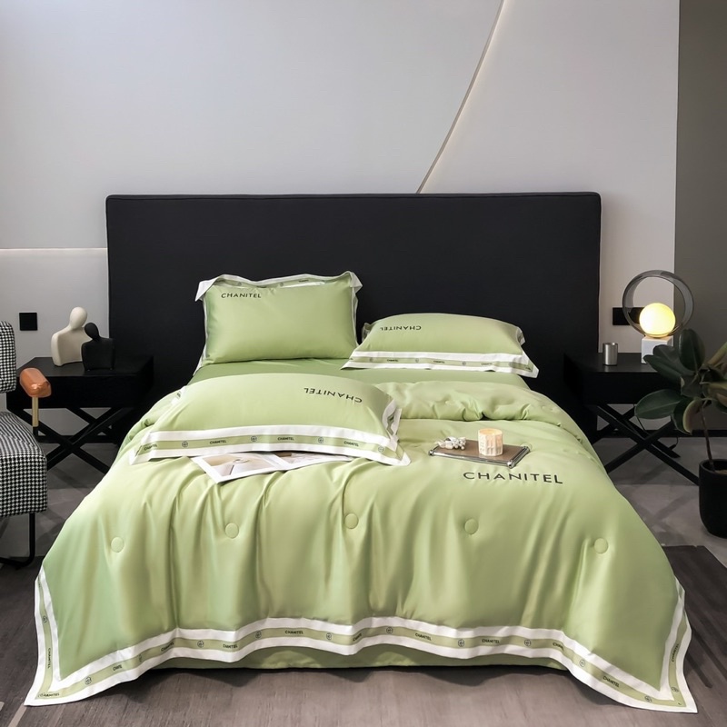 Bộ chăn ga gối Chanitel chăn chần bông siêu mềm mịn