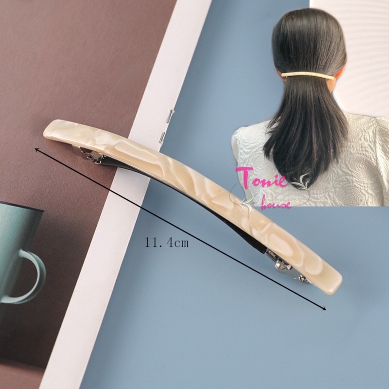 Kẹp đuôi tóc gọng dài 11,4cm hoạ tiết vân đá siêu nhẹ cho nữ trung niên