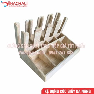 Khay đựng ly nhựa, kệ đựng ly trà sữa đa năng, để đồ pha chế nhà hàng - gỗ tư nhiên - kts07
