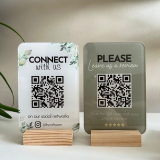 Bảng quét mã QR code để bàn chất liệu mica in theo yêu cầu, in mã qr ngân hàng tích hợp thanh toán online bền đẹp