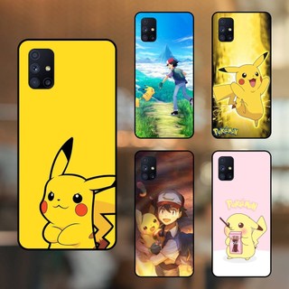 Ốp lưng điện thoại Samsung M51 viền đen Pikachu Pokemon