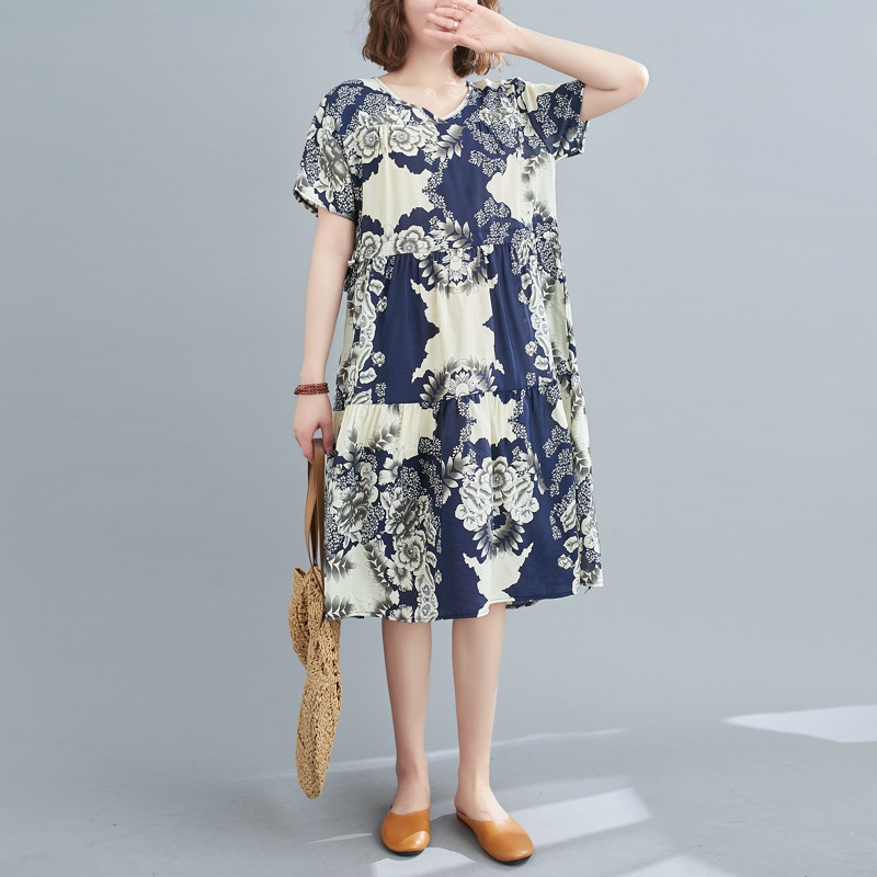 Chân Váy Cotton Lanh Lưng Vừa Dáng Vừa Phối Dây Rút In Họa Tiết Thổ Cẩm Màu Sắc Thời Trang Xuân Hè
