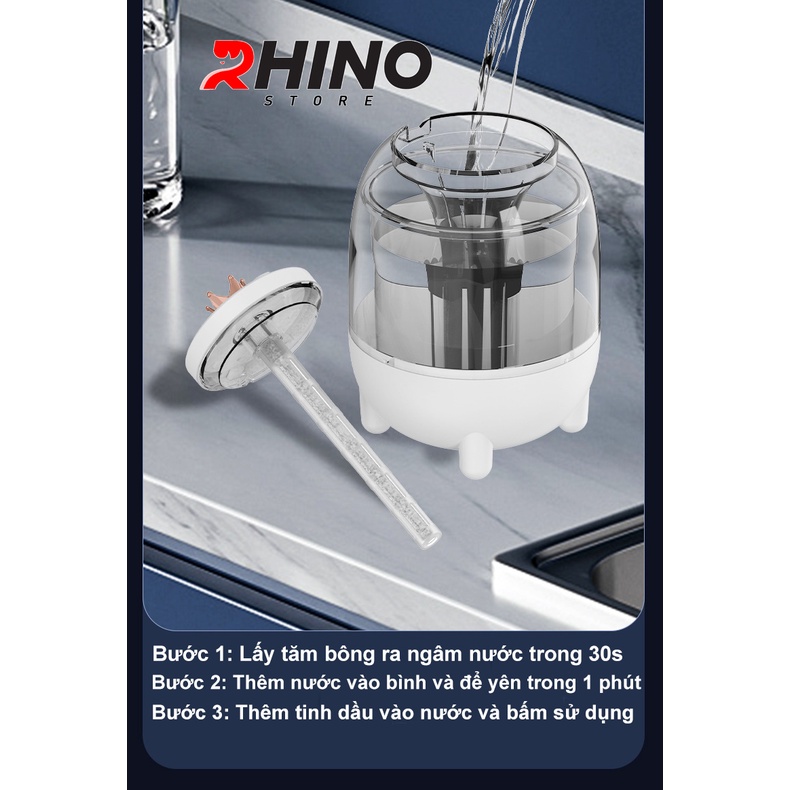 Máy phun sương xông tinh dầu tạo ẩm Rhino H105 dung tích 1000ml, không gây tiếng ồn, tích hợp đèn ngủ RGB nhiều màu