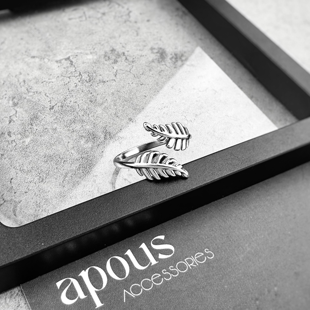 Nhẫn nam nữ Chiếc Lá Freesize N086 - Thép Titan - Phụ kiện trang sức Unisex Apous