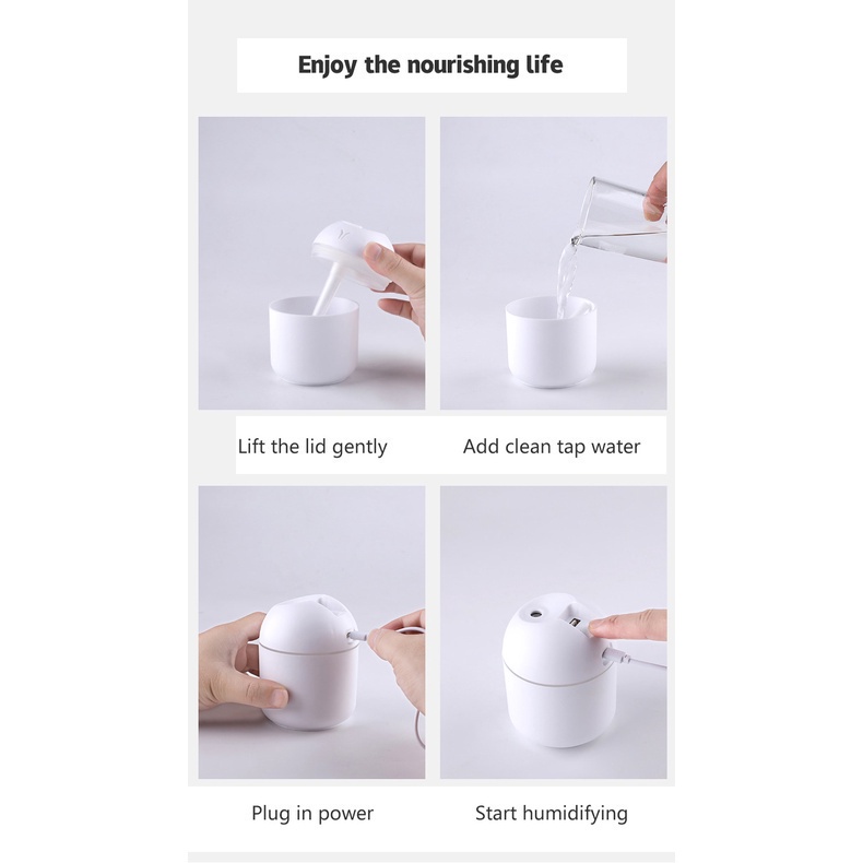 Máy phun sương tạo độ ẩm AILIYA mini để bàn sạc USB tiện lợi dành cho xe hơi