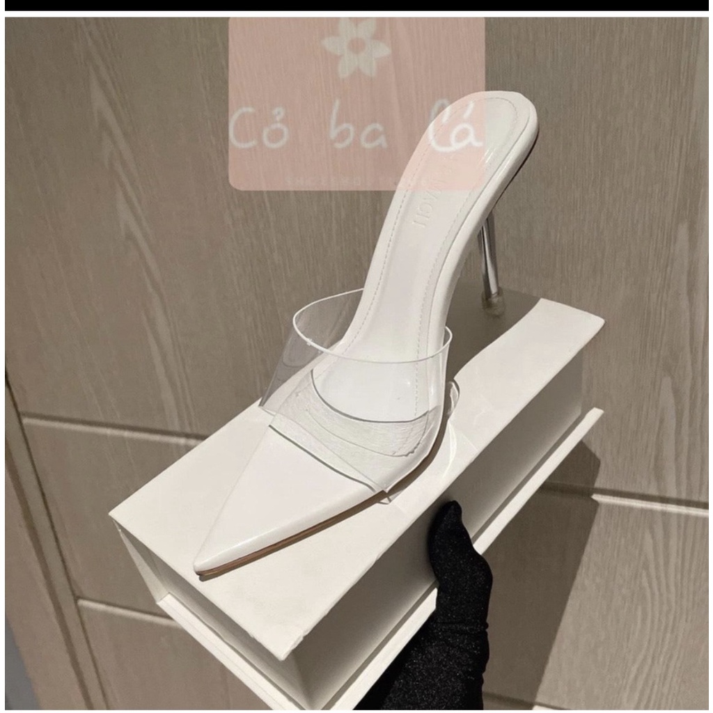 Dép quai trong cao gót mũi nhọn 9cm