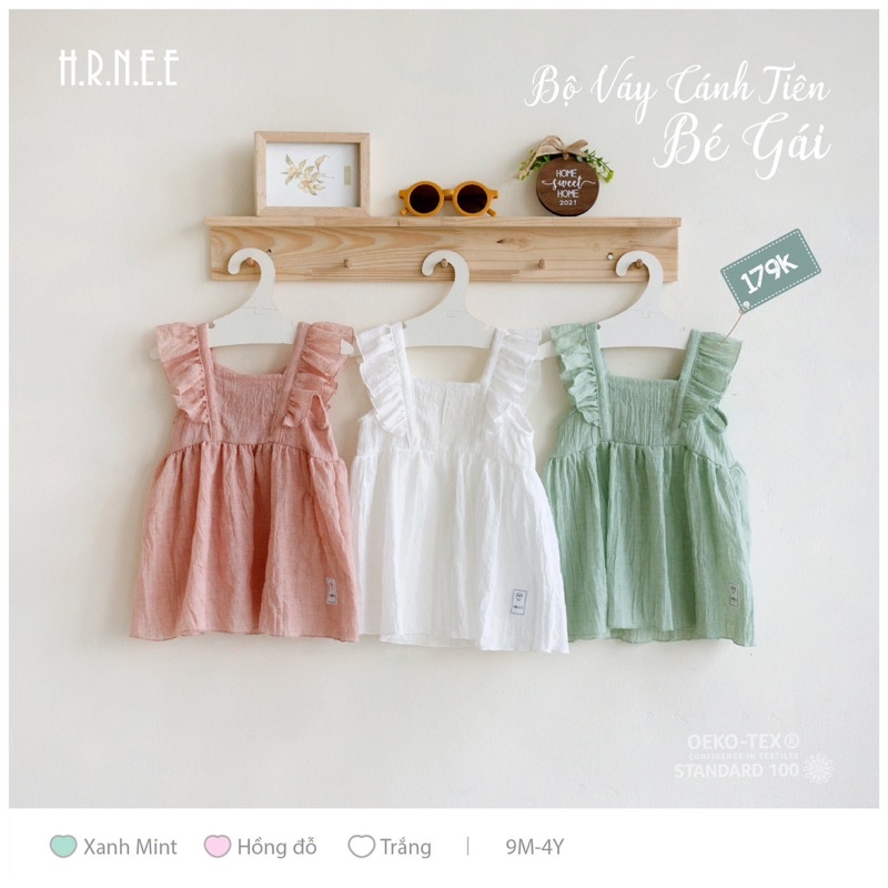 Váy cánh tiên sát nách Hrnee tay bồng kèm quần cho bé gái