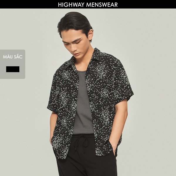 Áo sơ mi ngắn tay nam họa tiết mềm mịn HIGHWAY MENSWEAR Starry