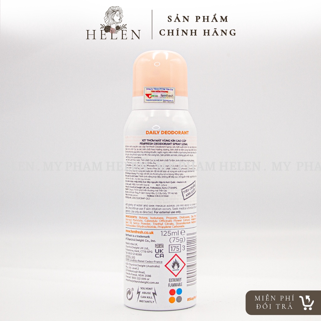 Xịt Thơm Vùng Kín Cao Cấp Femfresh 125ML