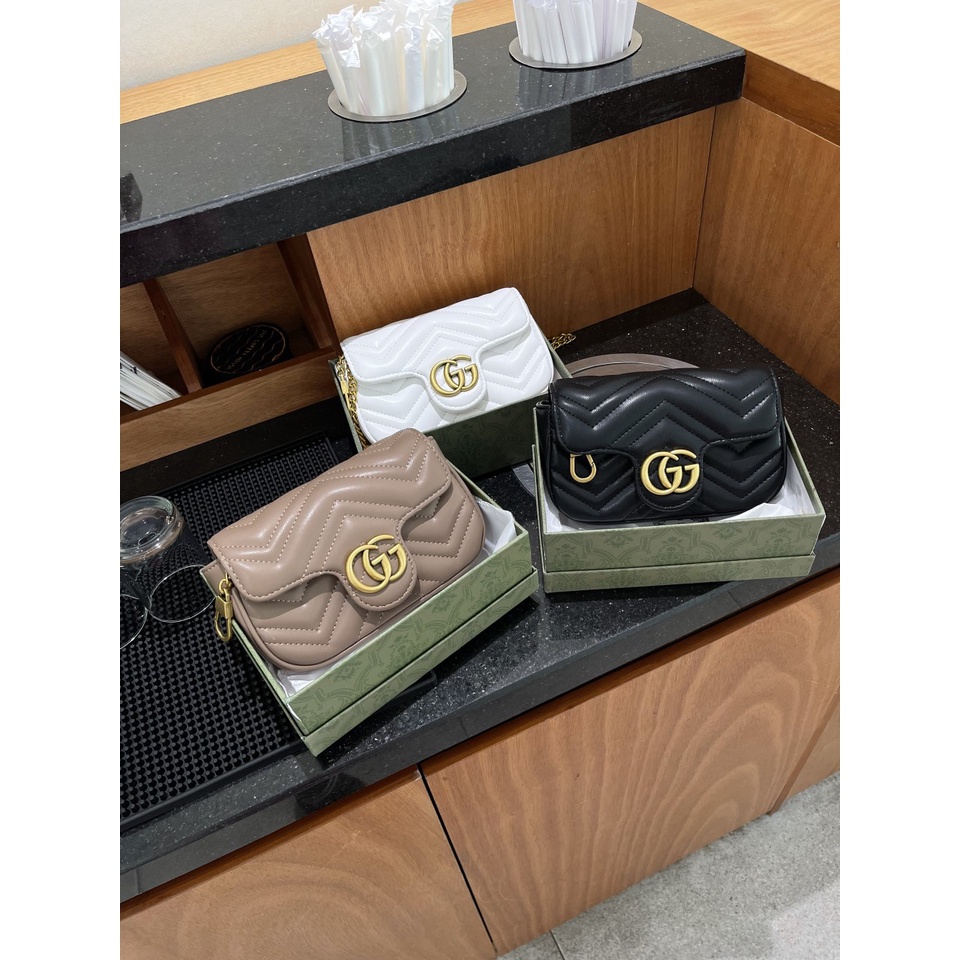 Túi xách nữ đeo chéo  Gu.cci tim size 18 và size 23 hàng fullbox