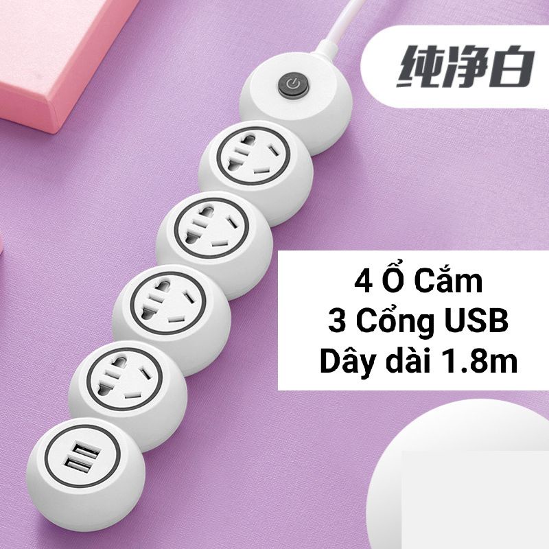 Ổ căm điện đa năng hình cây kẹo kéo kèm cổng sạc USB Ráp ổ cắm thông minh chống giật điện, nhiều màu để chọn lựa