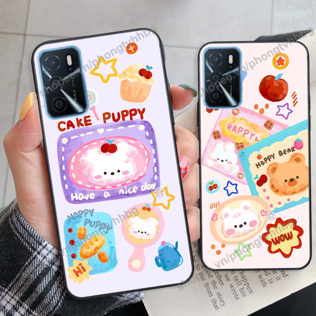 Ốp lưng Oppo A16 / A16K GẤU DÂU chi bi hoạt hình cute siêu rẻ