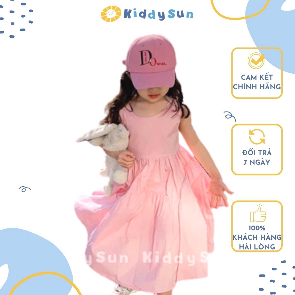 Váy bé gái Kiddy Sun đầm hồng tiểu thư siêu xinh mềm mại an toàn dành cho bé gái từ 2,3,4,5,6,7,8,9,10,11,12 tuổi[V147]