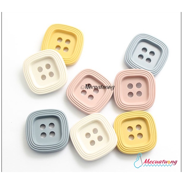 Sét 5 khuy nút cúc nhựa 4 mắt hình vuông đẹp sang trang trí váy áo đầm các loại cực xinh