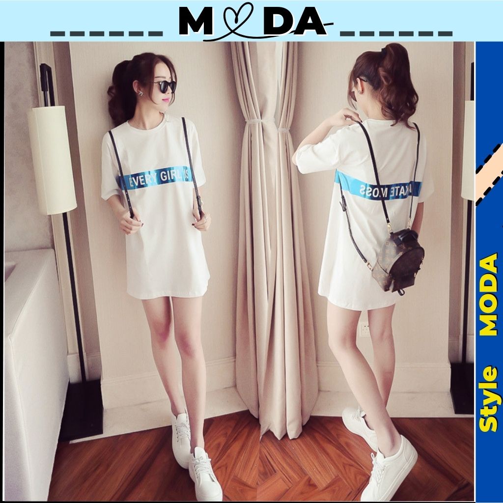 Áo phông nữ form rộng dáng dài giấu quần, Áo thun nữ tay lỡ in chữ cực đẹp phong cách và cá tính MODA T007
