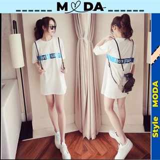 Áo phông nữ form rộng dáng dài giấu quần, Áo thun nữ tay lỡ in chữ cực đẹp cá tính MODA T007