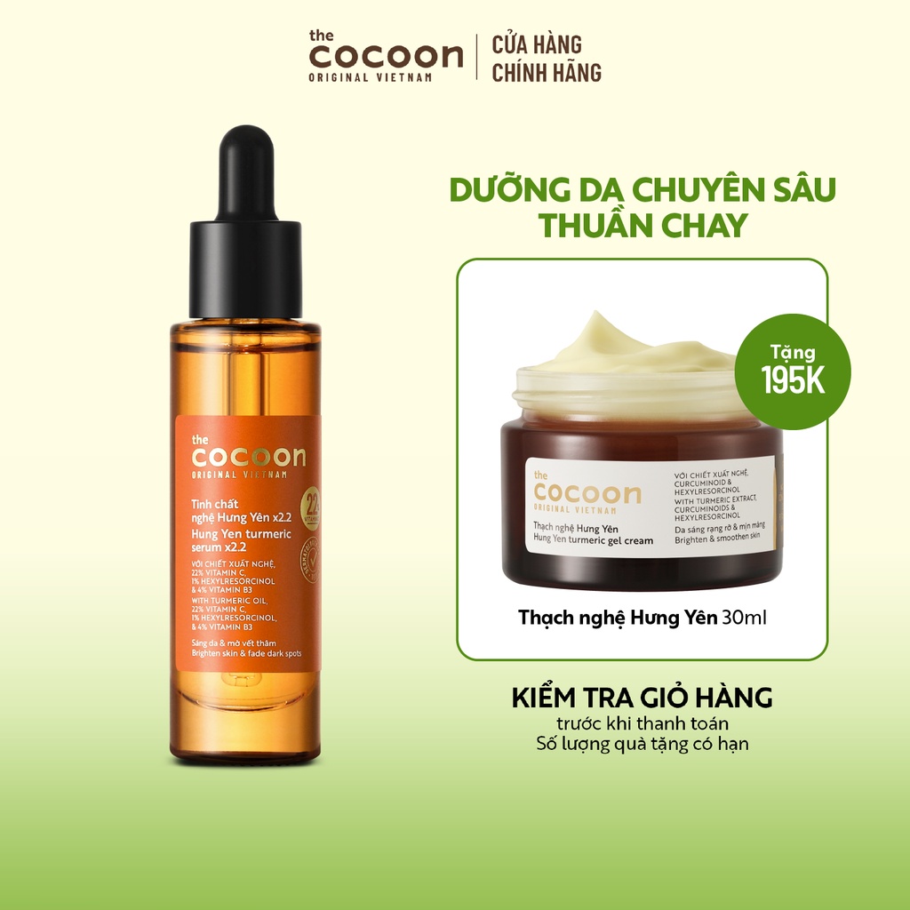 Tinh chất nghệ Hưng Yên x2.2 (serum) với 22% vitamin C sáng da chuyên sâu & mờ vết thâm Cocoon 30ml
