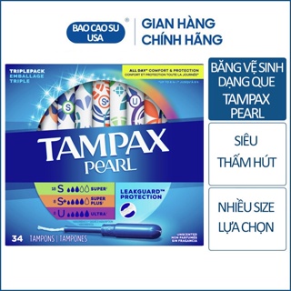 Băng vệ sinh Tampons siêu thấm Tampax Pearl Super, Super Plus, Ultra