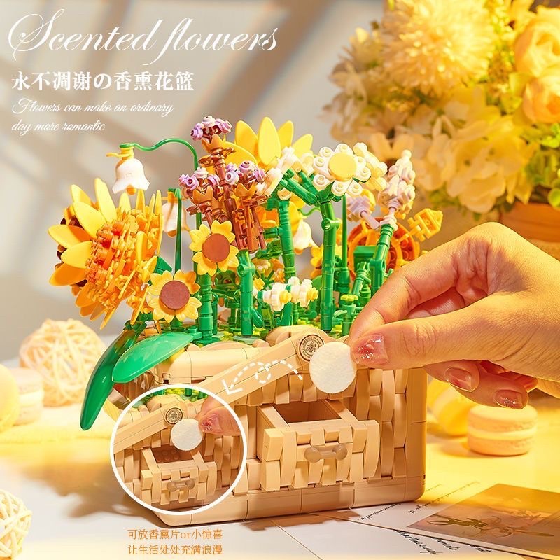 Đồ chơi xếp hình Legogi GIỎ HOA xinh quà tặng bạn gái mô hình trưng bày trang trí decor phòng