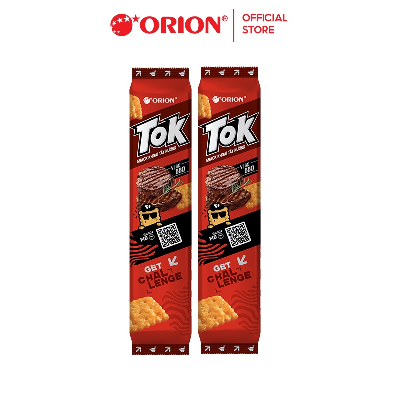 Hộp 10 gói Bánh Khoai Tây Nướng Tok Orion vị Bò BBQ 365g (36.5g x 10 gói/hộp)