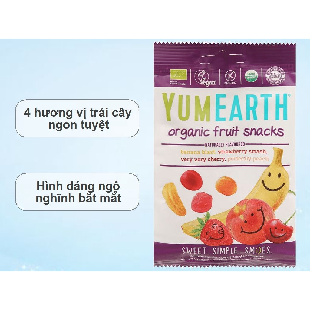 Kẹo dẻo hữu cơ cho bé 4 hương vị trái cây Yumearth - Xanhsam Oragnic