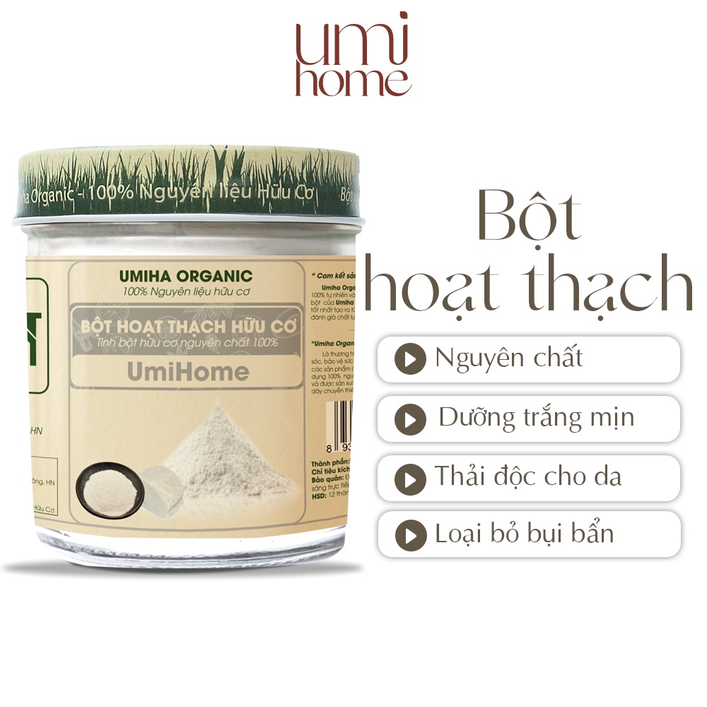 Bột đắp mặt Hoạt Thạch nguyên chất UMIHOME 135g dưỡng trắng, thải độc ngừa rôm sảy cho da