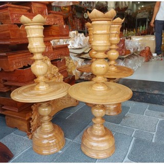 Cặp chân đèn gỗ gõ cao 50cm
