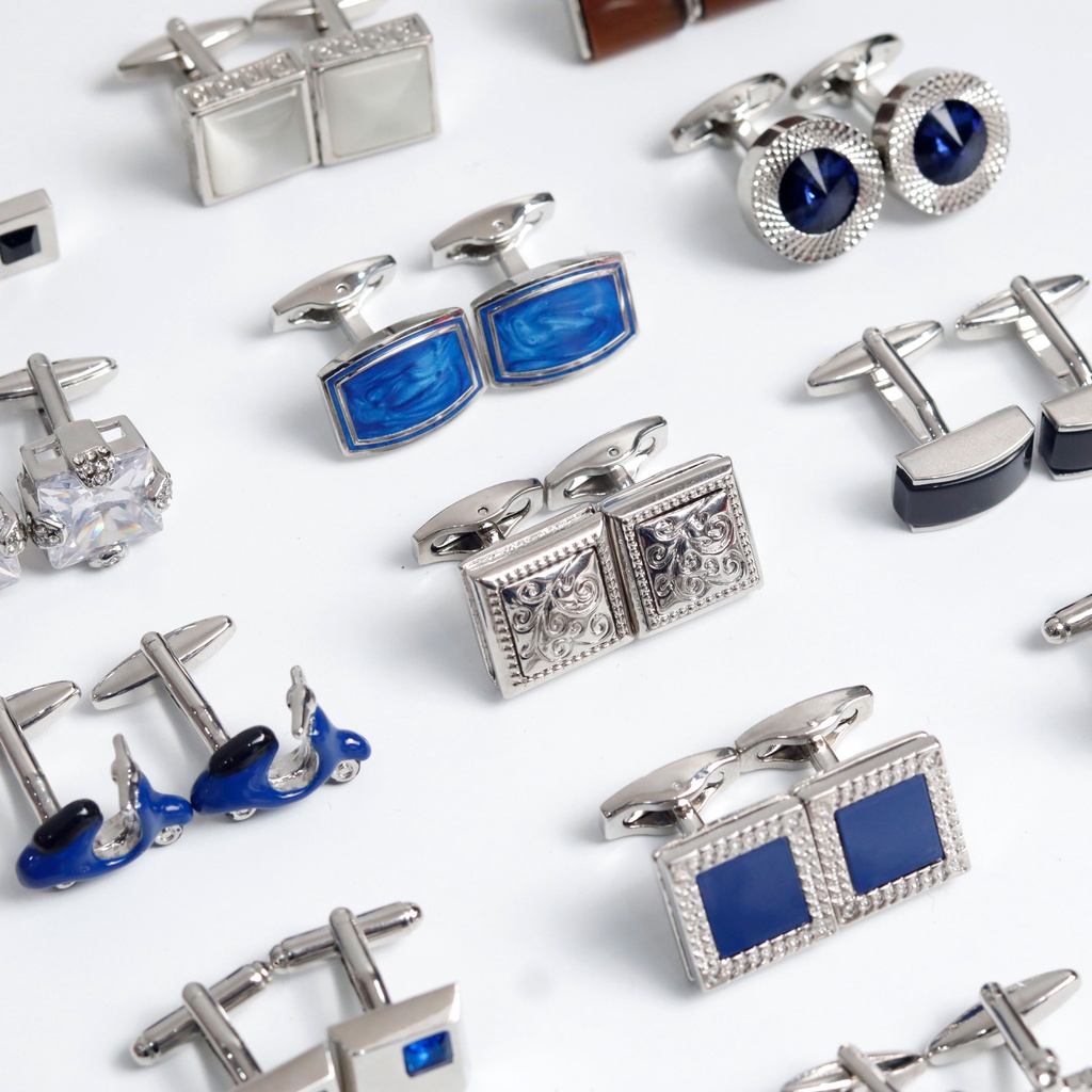 Khuy Măng Set Cufflinks Màu Bạch Kim Đa Dạng Mẫu Mã - Thomas Nguyen