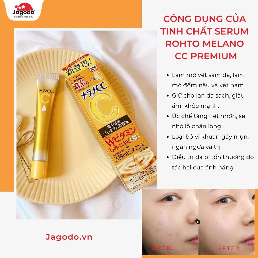 Serum Melano CC Premium Vitamin C, E hỗ trợ ngừa mụn và dưỡng trắng Nhật Bản