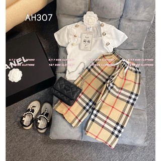 bộ áo cúc quần kẻ trẻ em