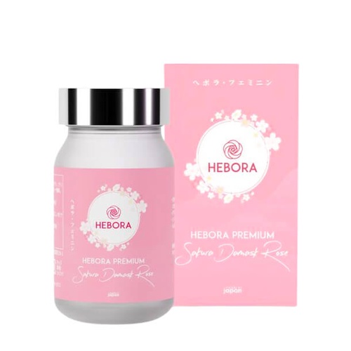 ( date tháng 11/2025) Viên Uống Tạo Mùi Thơm Cơ Thể Hebora Premium Sakura Damask Rose 60 Viên Nhật Bản