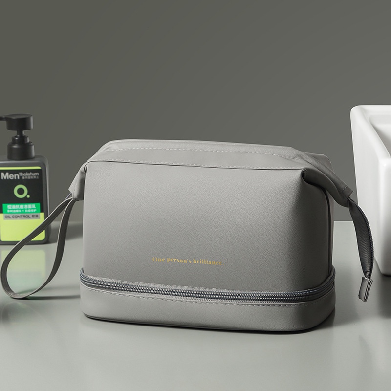 Túi Da PU Hai Lớp Đựng Đồ Trang Điểm Đi Du Lịch Kích Thước Lớn Mới